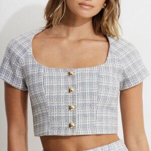 DYNAMITE - Cropped Tweed Blouse - Size S